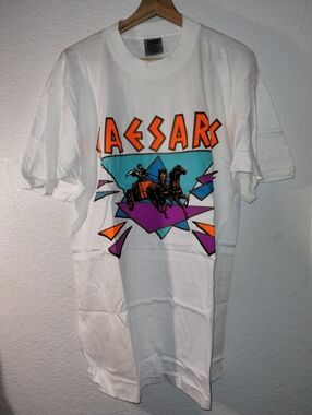 Single Stitch Ceasers T-shirt Neon Colors White Size XL